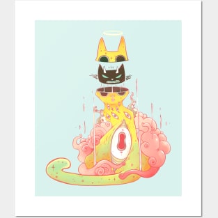 Cool Trippy Strange Cat Art Posters and Art